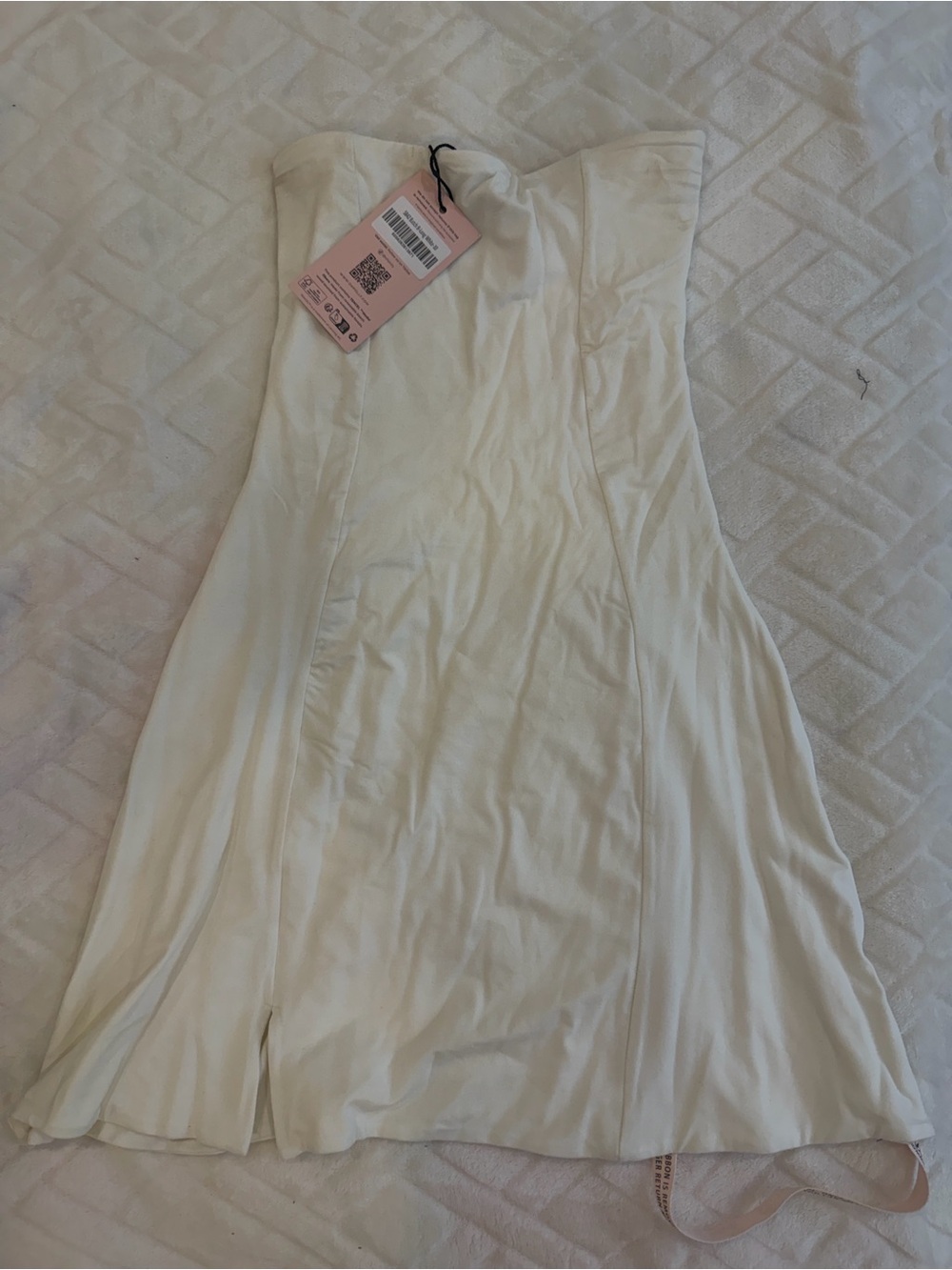 OH POLLY NWT WHITE STRAPLESS STRECHY MINI DRESS IN TALL - Picture 7 of 13